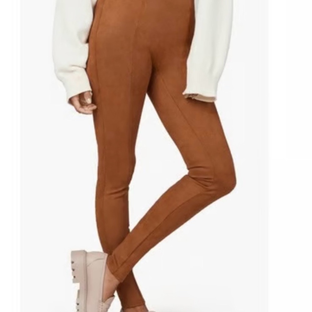 SPANX High-Waist Faux Suede Leggings (Rich Caramel)